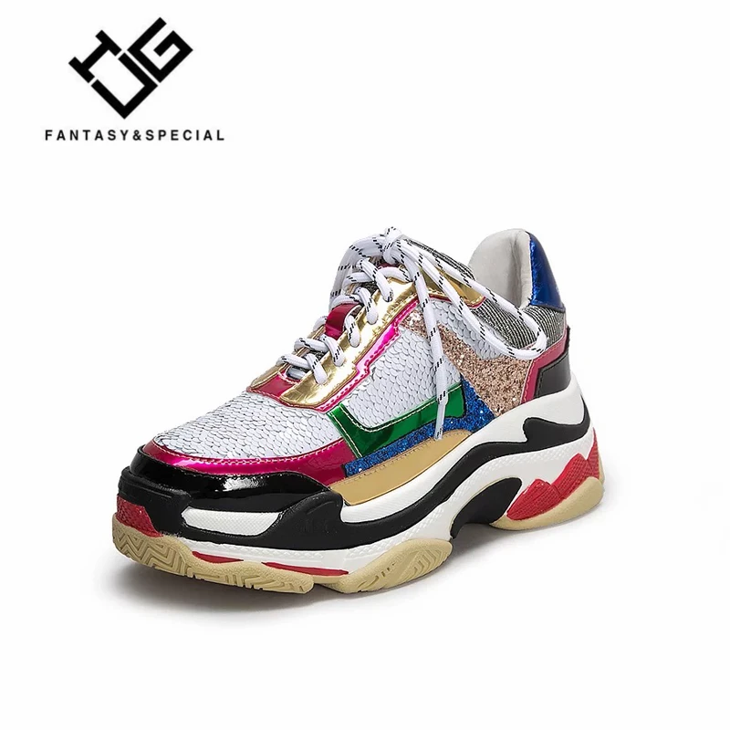 

IGU Women's Sneakers Platform Multicolor Shoes 100% Genuine Leather 2018 Spring Casual Flat Shoes Thick Bottom Sneakers Females