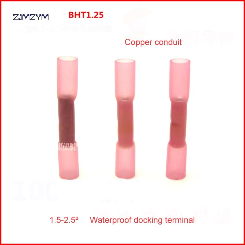 

10pcs Waterproof Solder Seal Heat Shrink Solder Butt BHT1.25 / BHT2 Insulated Electrical Wire Cable Crimp Terminals Connectors