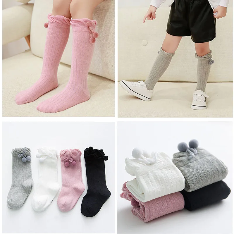 Infant Cute Pompom Socks In Pink