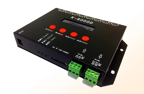 K-8000D DMX SD card pixel controller8ports(512pixels*8)support standard dmx512 chip/DMX512AP-N/WS2821Aaddress writer function | Освещение