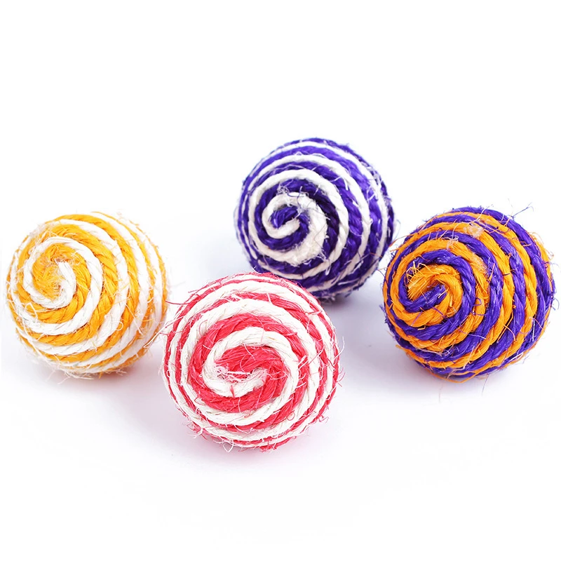 

Popular Hot 1 Pc Random Color Pet Cat Kitten Sisal Rope Ball Teaser Rattle Scratch Chewing Catch Playing Toys