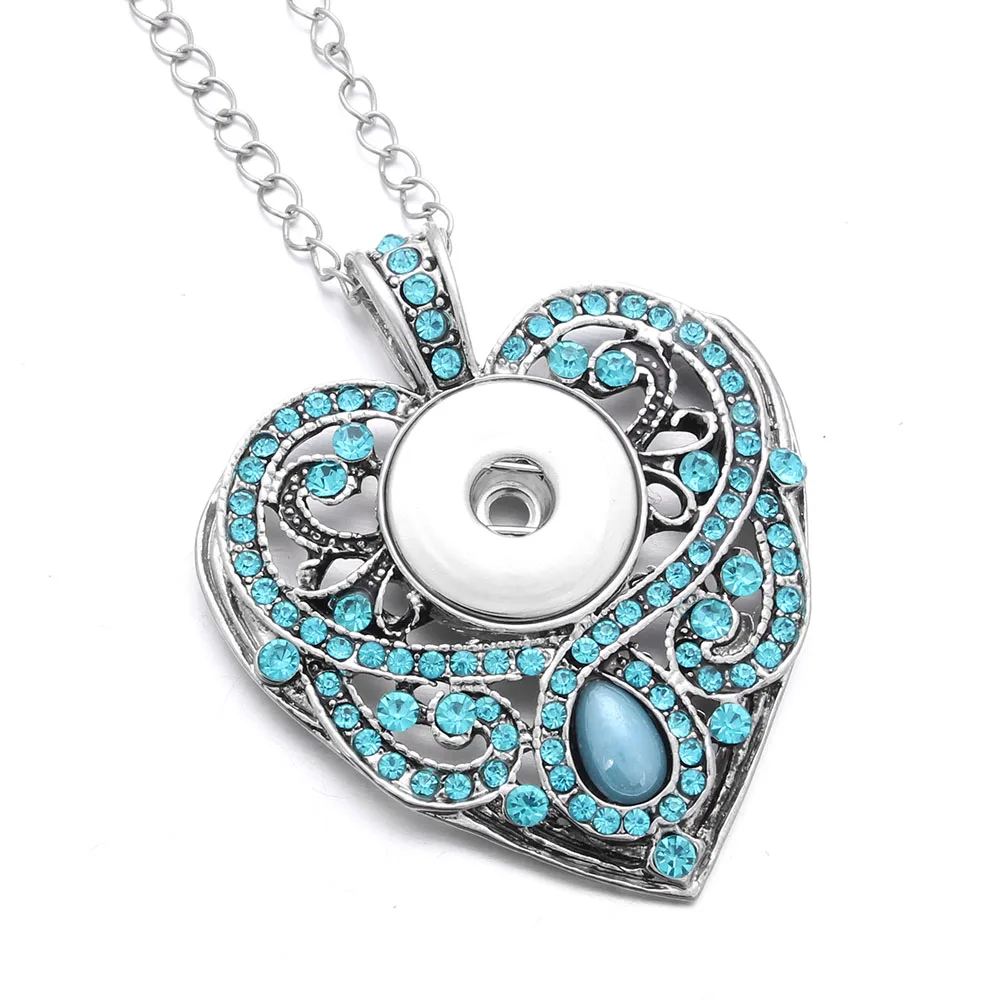 Buy New Snap Jewelry Ethnic Style Blue Heart Pendant