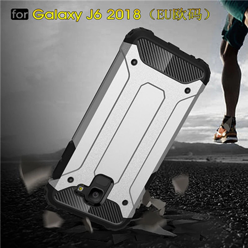 

Soft Silicon + PC Hard Armor Anti-knock Back Cover Case For Samsung Galaxy J6 2018 EU-Ver