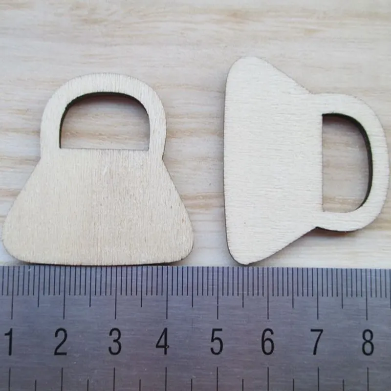  60pcs/set Ms unbleached wooden crafts wallet wood decoration card teaching supplies 38*35mm 171105 - 32460793797