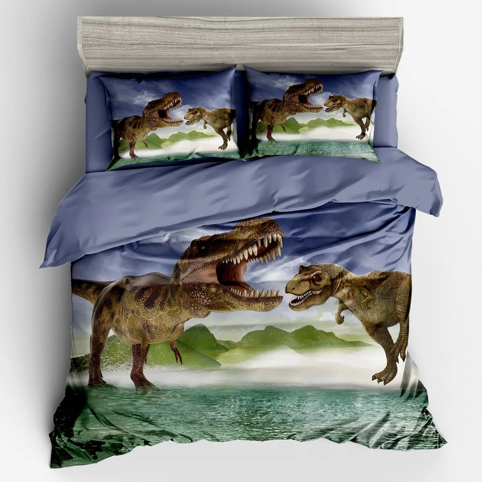 

Hey! Look Here, Double Dinosaur 3d Luxury Bedding Duvet Cover Queen Set Bed Quilt Cover Pillowcase Twin Full King Size