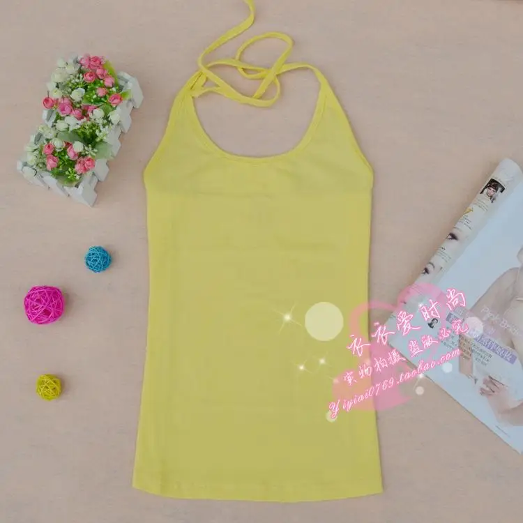 Free Shipping Ladies 2013 spring summer halter-neck spaghetti strap vest women's plus size candy color basic Camis silk camisole Tanks & Camis