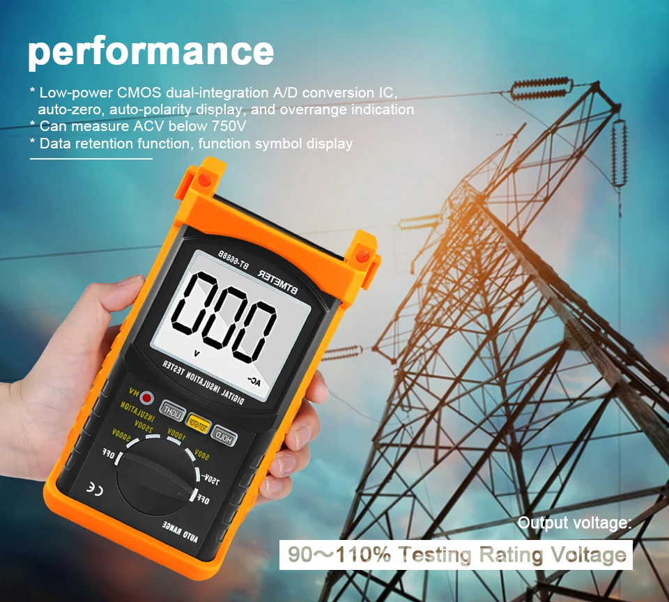 BTMETER BT 6688B цифровой тестер сопротивления изоляции тестовое напряжение 5000 в