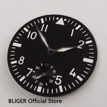 Высокое качество 38,9 мм черный стерильные циферблат белый знаки подходят для приблизительный срок поставки: 6498 st3600 движение+ светящаяся стрелка часов D56