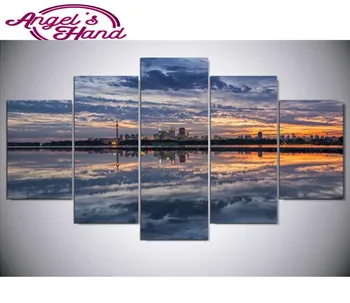 

City night 5D DIY diamond painting Downtown Toronto Lake Ontario cross stitch diamond embroidery set needlework diamond painting