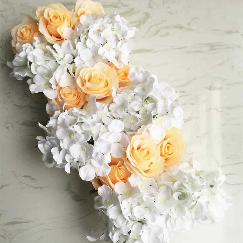 

one Artificial Hydragea & Rose Flower Square Shape Fake Hydrangea Floral Row Arc for Wedding Party Wall Decorations