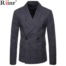 Riinr New Arrival Business Mens Blazer Casual Blazers Men Lattice Formal Jacket Popular Design Men Dress Suit Jackets Fashion