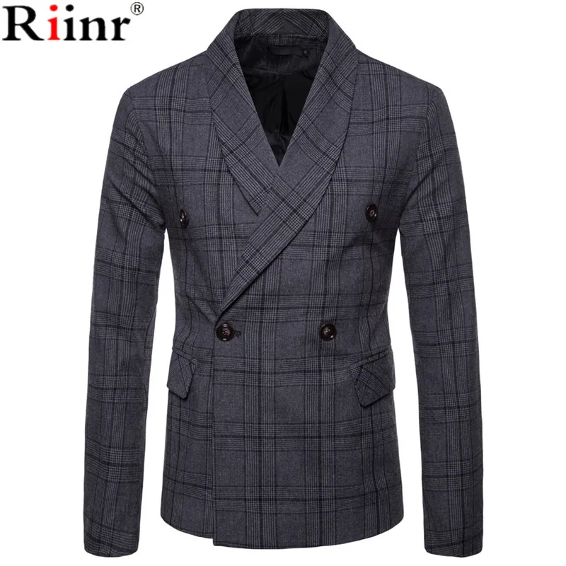 

Riinr New Arrival Business Mens Blazer Casual Blazers Men Lattice Formal Jacket Popular Design Men Dress Suit Jackets Fashion