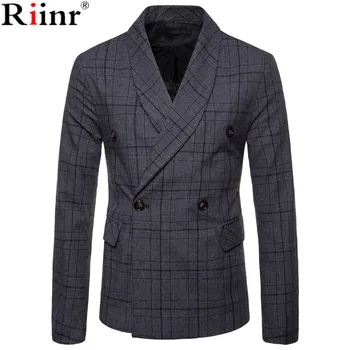 

Riinr New Arrival Business Mens Blazer Casual Blazers Men Lattice Formal Jacket Popular Design Men Dress Suit Jackets Fashion