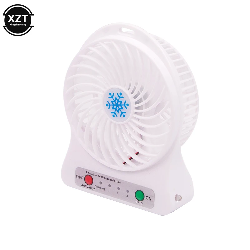 Mini Portable USB Fan LED Light Air Cooler Small Desk Rechargeable 18650 Battery Cooling Fan For for PC Computer Powerbank