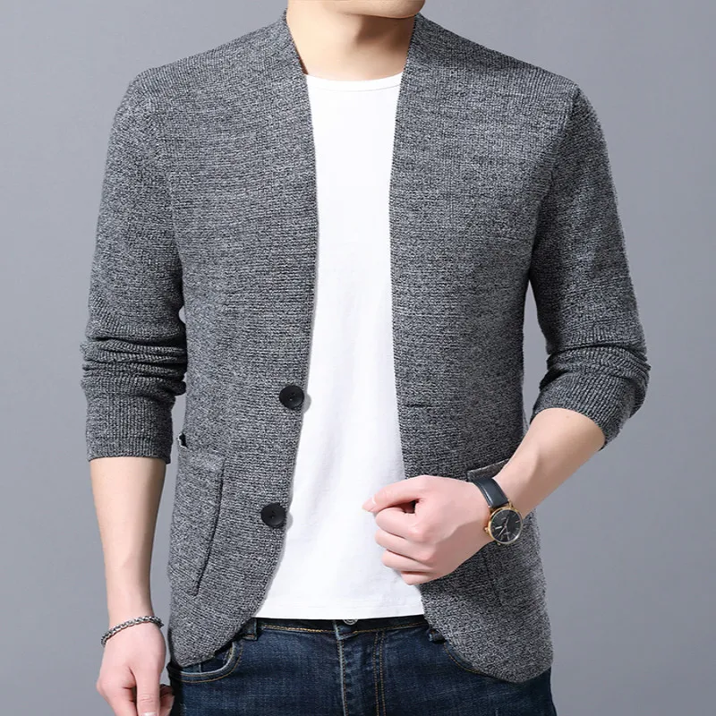 

Men's thick knit cardigan knitwear autumn/winter v-neck breasted warm sweater coat casual solid men's cardigan coat men's