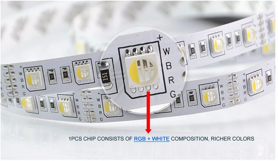 RGBW светодиодный светильник SMD 5050 RGBW 5 м 4 цвета в 1 Rgbw Led DC12V 10 мм PCB RGB+ белый/теплый белый/черный PCB IP30