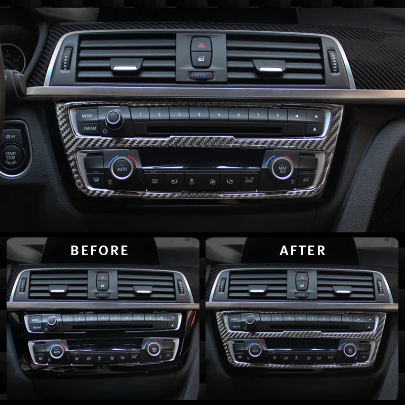 

Carbon Fiber Strip Air Conditioning CD Panel Decorative Cover Trim Auto Interior Accessories Car Styling Sticker for BMW F30 F34