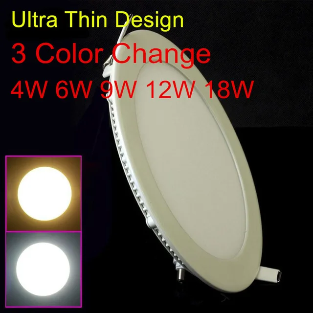 

Ultra thin LED Downlight Recessed LED Ceiling Panel lamp 18W 3 Color Changeable Warm/Natural/Cold White 85-265V LED indoor light