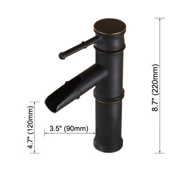 أسود النفط مفروك النحاس وحيد مقبض الخيزران شكل الحمام الغرور حوض صنبور خلاط Chg018