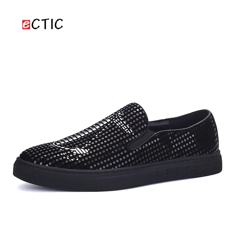 buy ECTIC New Summer Hip Hop Shoes Men High Quality Leather Metal Shiny Loafer Slip On Cool Swag Design Student Young