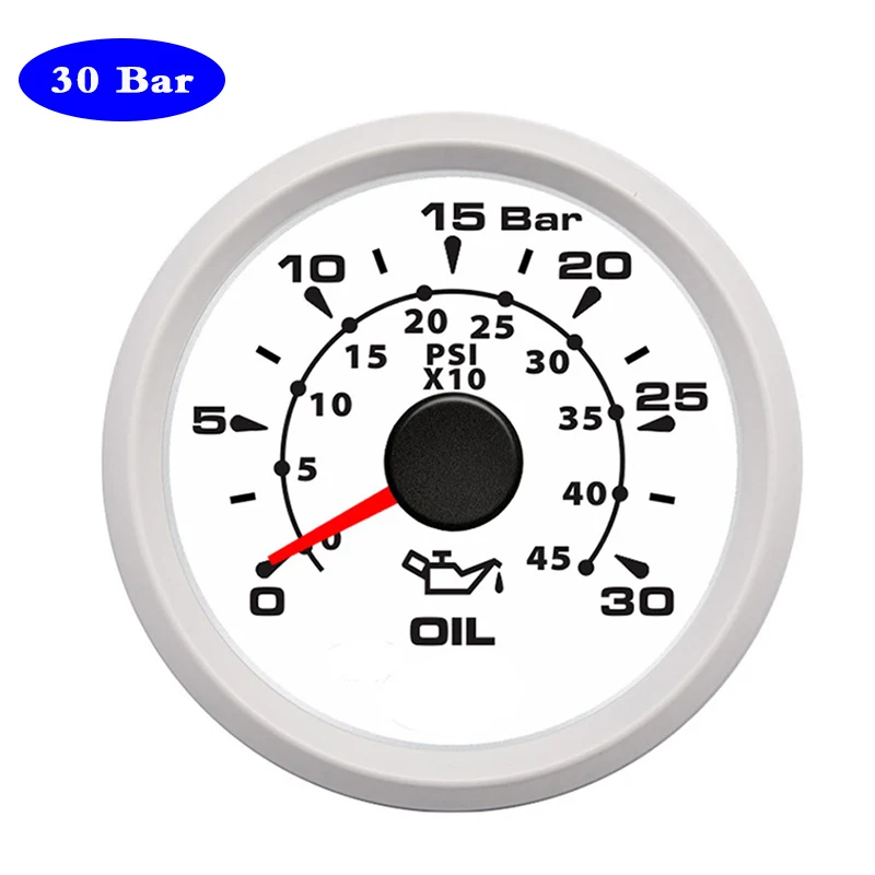 УФ-фильтр 52 мм с рыбьего жира Давление метр прибор измерение масла Пресс индикатор для автомобиля Лодочный Мотор Авто Мото 8-цвет Подсветка 12V 24V - Цвет: WW 30Bar
