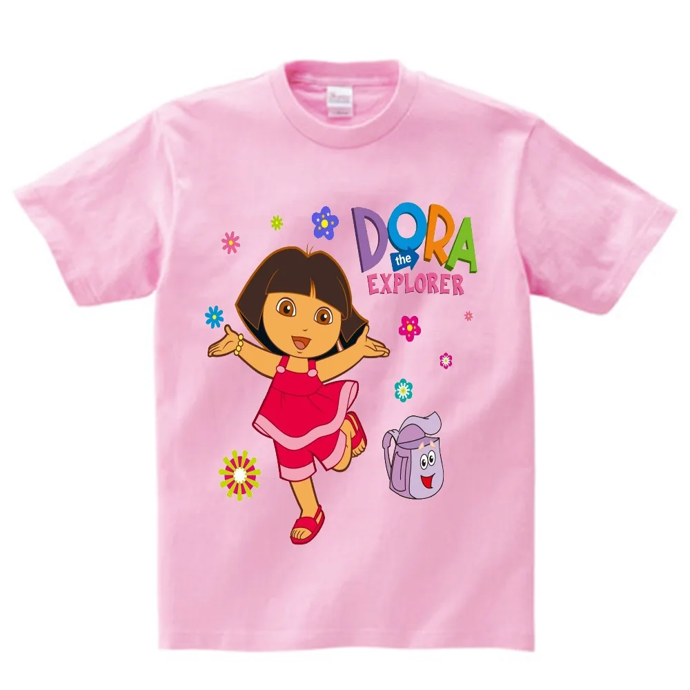 

2-12Y Kids Girls Dora cute T Shirt Children Girl Summer 100% Cotton T-shirt Cartoon Dora Tshirt Short Sleeve Tops Tees Baby NN