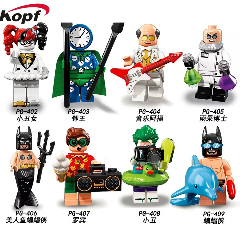 

PG8106 Super Heroes Harley Quinn Mermaid Batman Hugo Strange Robin Clock King Joker Building Blocks Bricks Action Children Toys