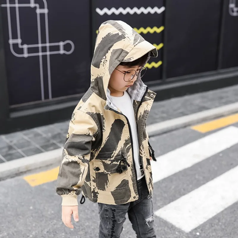COOTELILI Hooded Kids Boys Jacket Windproof Outerwear & Coats Camouflage Baby Boys Coat Fashion Spring Children Clothing  (9)