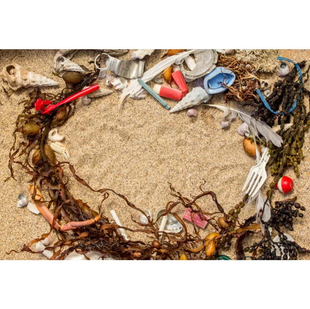 

Laeacco Tropical Backdrops Beach Sand Coral Shell Baby Newborn Feather Portrait Summer Photographic Backgrounds Photo Studio