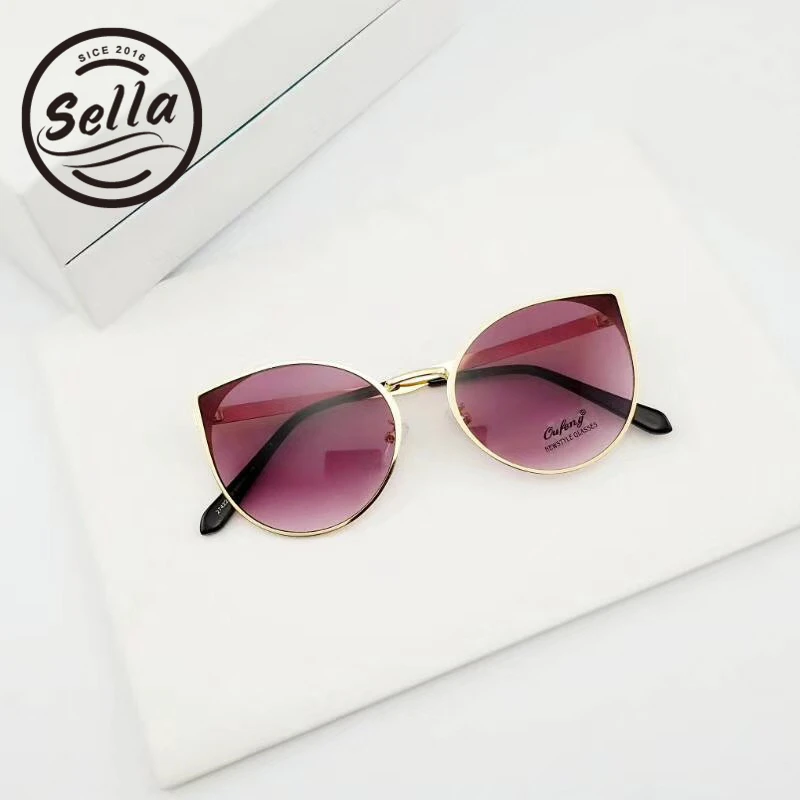 Sella Модные женские летние винтажные Cateye отражающие Солнцезащитные очки