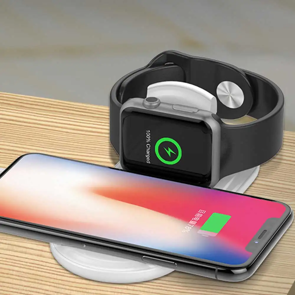 10 Вт Qi Беспроводной Зарядное устройство для наручных часов iwatch, 4 3 Быстрая Зарядка QI беспроводной зарядки для IPhone 8 X XS Max XR Pad для наручных часов Apple Watch Sumsang S9 Note 9 S8