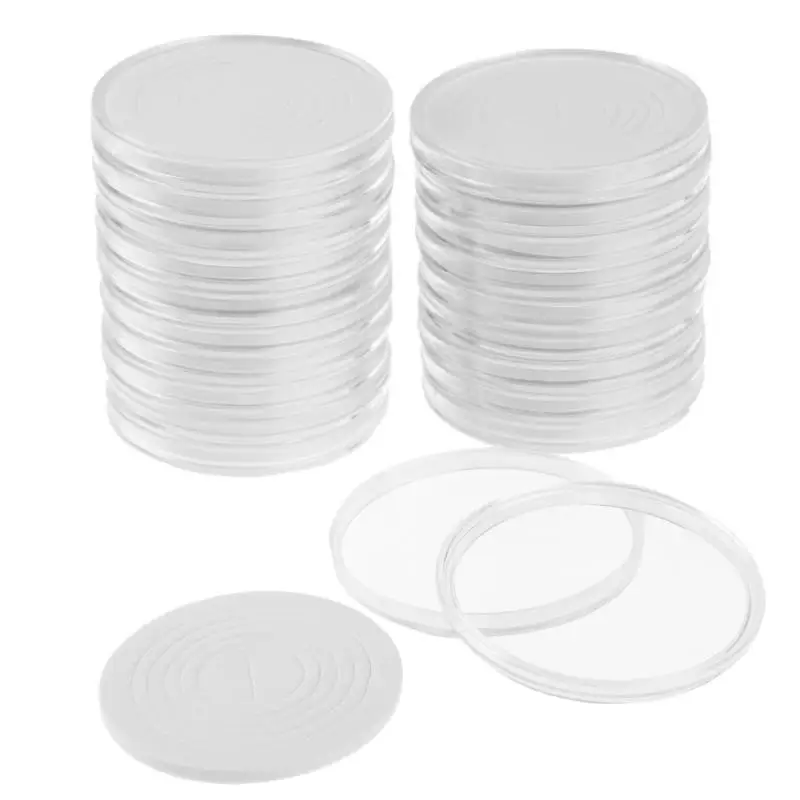

20pcs/Set Round Clear Coin Storage Container Box 50mm Dia. Round Commemorative Coin Holder Clear Plastic Cases Collection Gifts