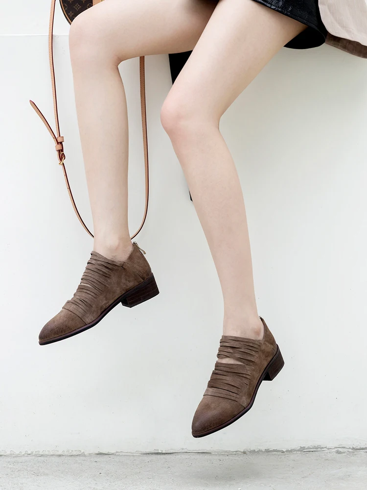 Creux marron Cuir Pointu Chaussons Franges Nouveau 2018 Hiver À Cru Bottes SimplesNoir Plat UqSzVMpG