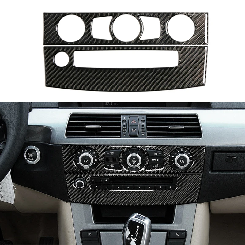 

Carbon Fiber Auto Car Interior Air Conditioning Switch CD Center Control Panel Trim Stickers For BMW E60 E61 5 Series 2004-2010