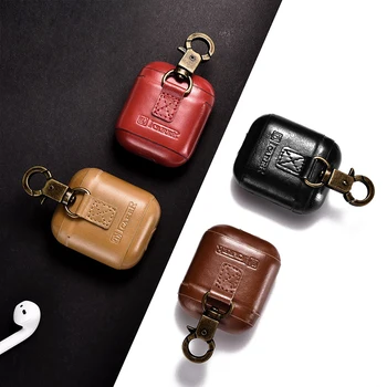 

Earphone Case Pouch For Airpods strap Leather with Hook headphone Case Earphone accessories wireless Protective Cover