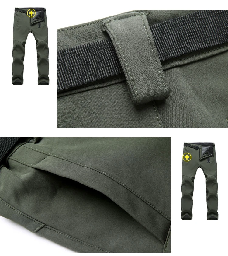 Men Winter Warm Cargo Pants Thermal Fleece Military Pants Mens Army Green Trousers Waterproof Windp