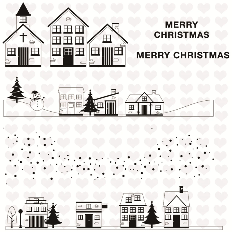 

InLoveArts Merry Christmas Clear Stamps Metal Dies Cutting Scrapbooking New Album Winter Village Stamps Die Cuts for Card Making