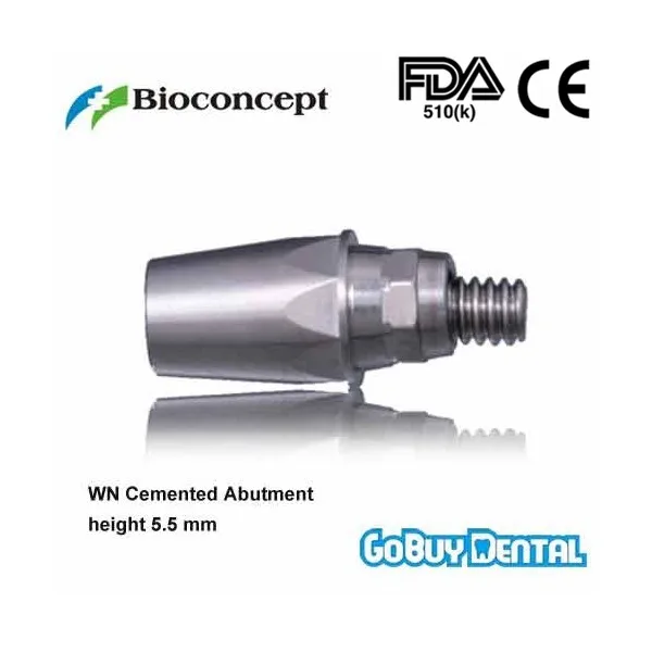 Straumann Compatible WN Cemented Abutment height 5.5mm(Wide Neck) 033040 straumann compatible bone level rc cementable abutment d 6 5mm gingiva height 1mm abutment height 5 5mm 132190