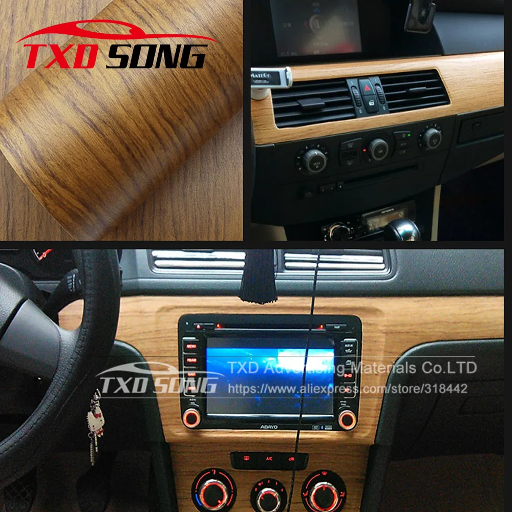 

W1352 Good PVC Wood Grain Textured Car Interior Decoration Stickers Waterproof Furniture Door Automobiles Vinyl Film Car-Styling