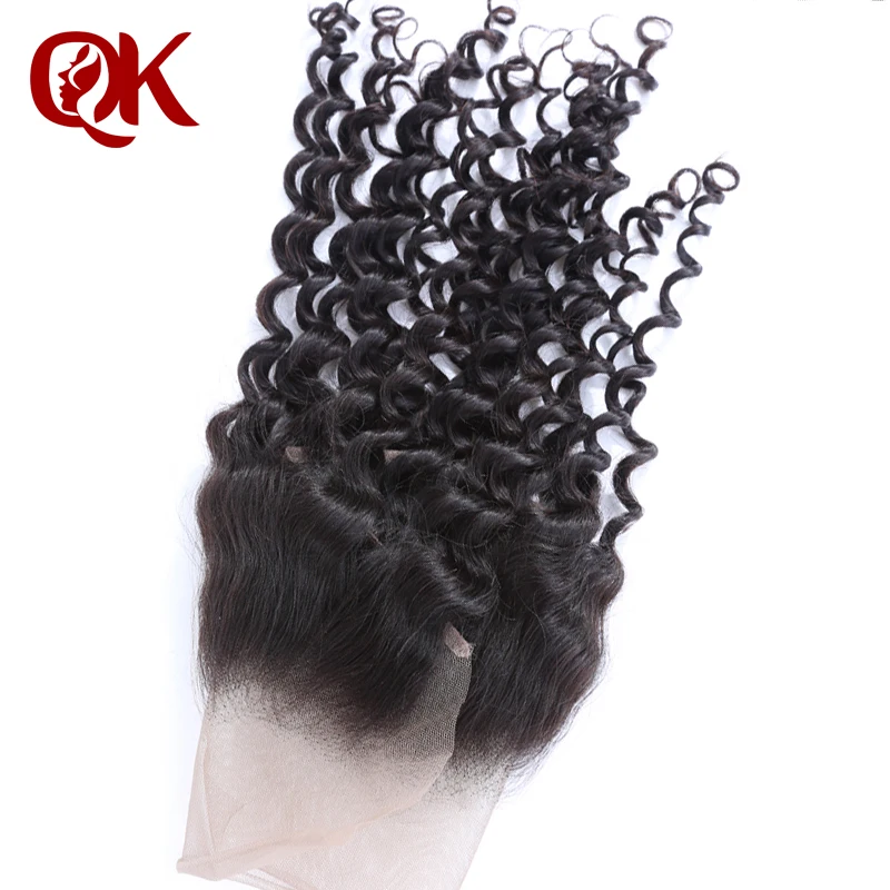 QueenKing Hair Pre Plucked 13x4 Lace Frontal With Baby Hair Peruvian Remy Human Hair Deep Wave Natural Black Lace Front Closure