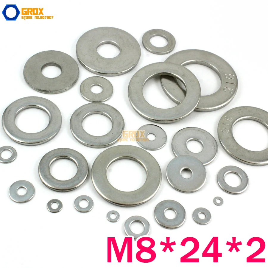 

25 шт. M8 * 24*2 мм 316 плоская мойка из нержавеющей стали