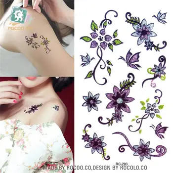 

Body Art waterproof temporary tattoos for women and men 3d sexy purple flower design small arm tattoo sticker wholesale RC2293