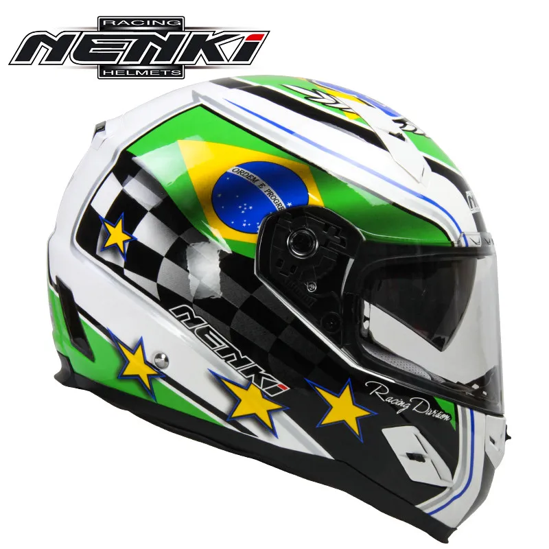 NENKI Стекловолоконный мотоциклетный шлем с полным лицом Capacete da Motocicleta Cascos Para Moto Casque cask 856-3 руля гоночные шлемы - Цвет: Brazil