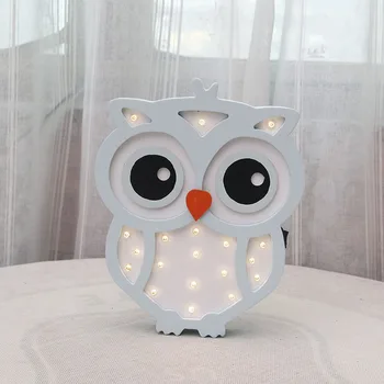 

INS Nordic Big Owl Night Light LED Cartoon Animal Bedroom Bedside Wall Lamp Kid Children Wood Decorative Table Lamp Gift Battery