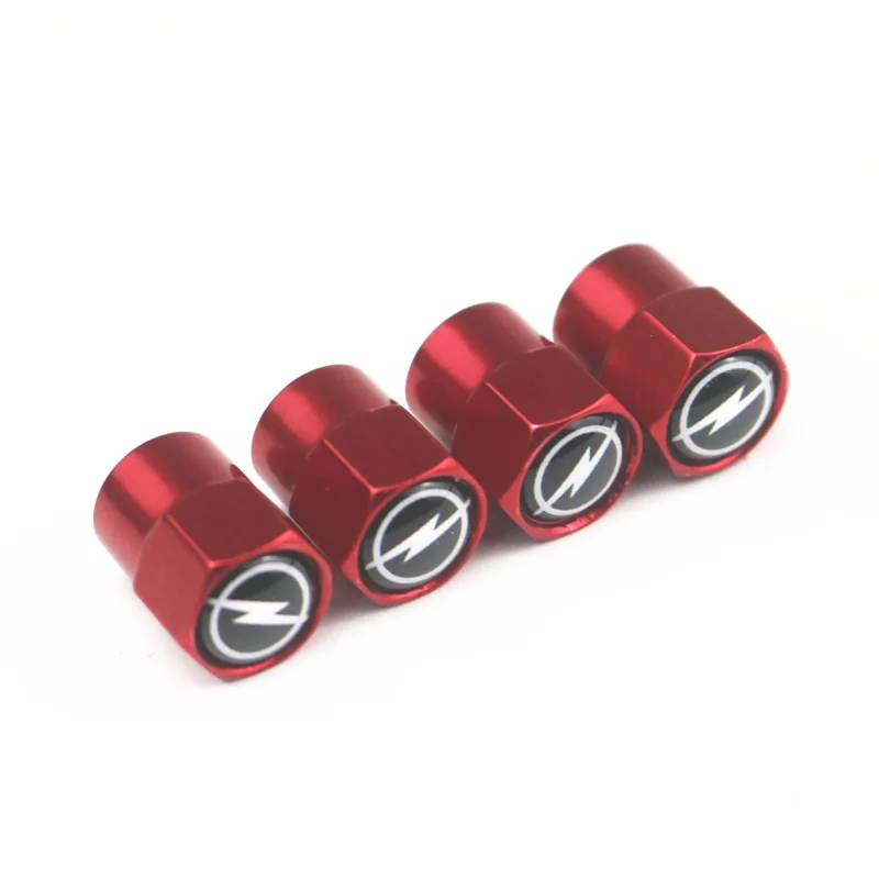 

New product wholesale CAR Styling Auto Accessories Aluminum chrome red Car Wheel Tire Valve Caps Case for OPEL automobile