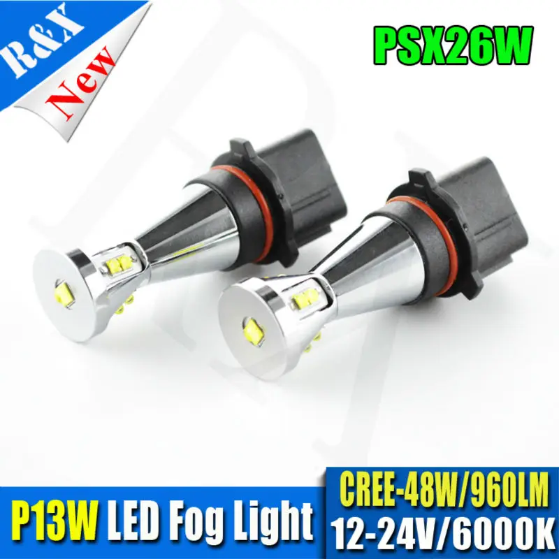 

1pair P13W Led Bulb 48W High Power Ultra Bright P13W Canbus LED Car Foglamp Fog Light 960LM White 12-24V
