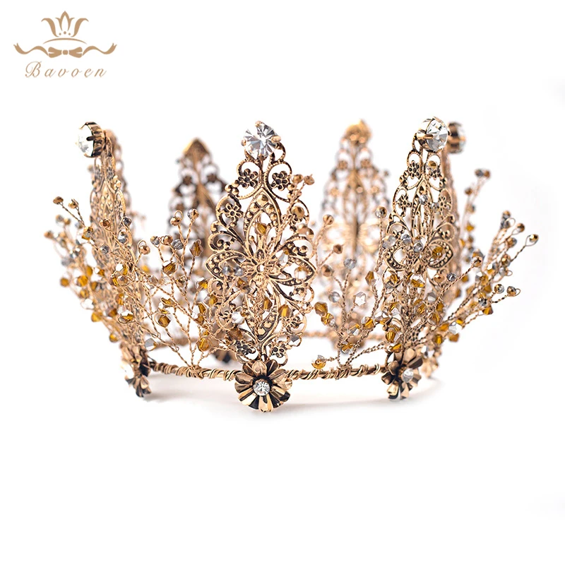 

Bavoen Top-end Baroque Brides Shinny Crystal Tiara Crown Crystal Bridal Hairbands Wedding Hair Accessories Evening Hair Jewelry