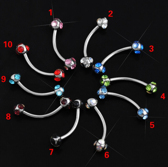 

10pcs Mixed color Eyebrow Lip Piercing Jewelry Nose Rings & Studs Bell Button Rings Nipple Rings Tongue Rings piercing levre