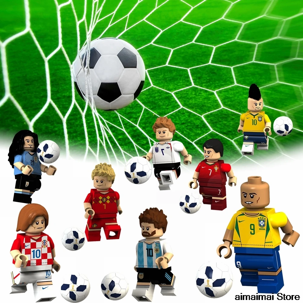 

Legoing Worldcup Football Team Player Ronaldo Lionel Messi Neymar Beckham Blocks Figures Bricks Toys Kid Birthday Gifts Legoings