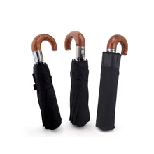 O punho de madeira do guarda-chuva das mulheres chuva paraguas plegable corporação guarda-chuva parapluie unisexo senhora guarda-chuva dobrável automática